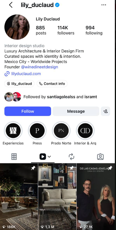 Perfil de Instagram de Lily Duclaud